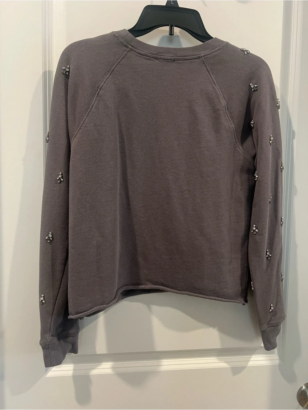 J. Crew Charcoal Gray Beaded Crewneck Sweatshirt